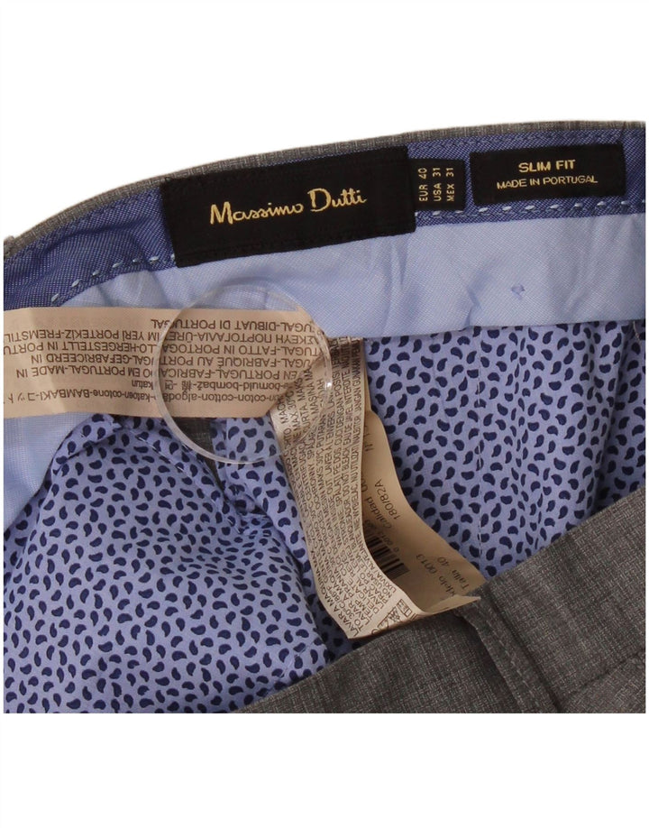 MASSIMO DUTTI Mens Slim Fit Suit Trousers EU 40 Medium W31 L30 Grey Cotton