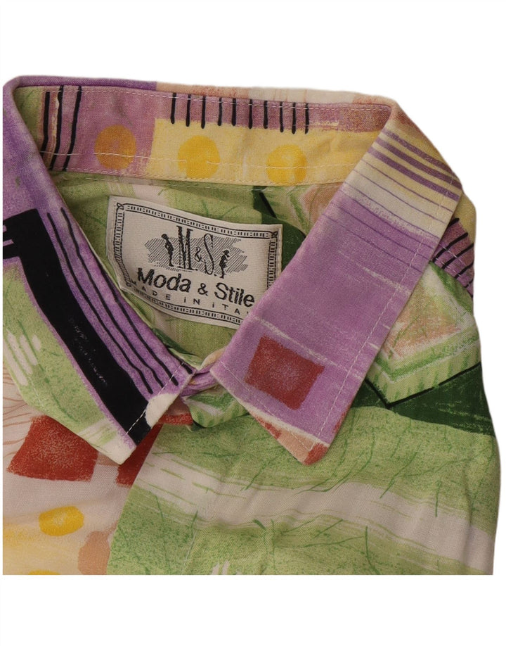 VINTAGE Kortærmet Herreskjorte Medium Flerfarvet Patchwork