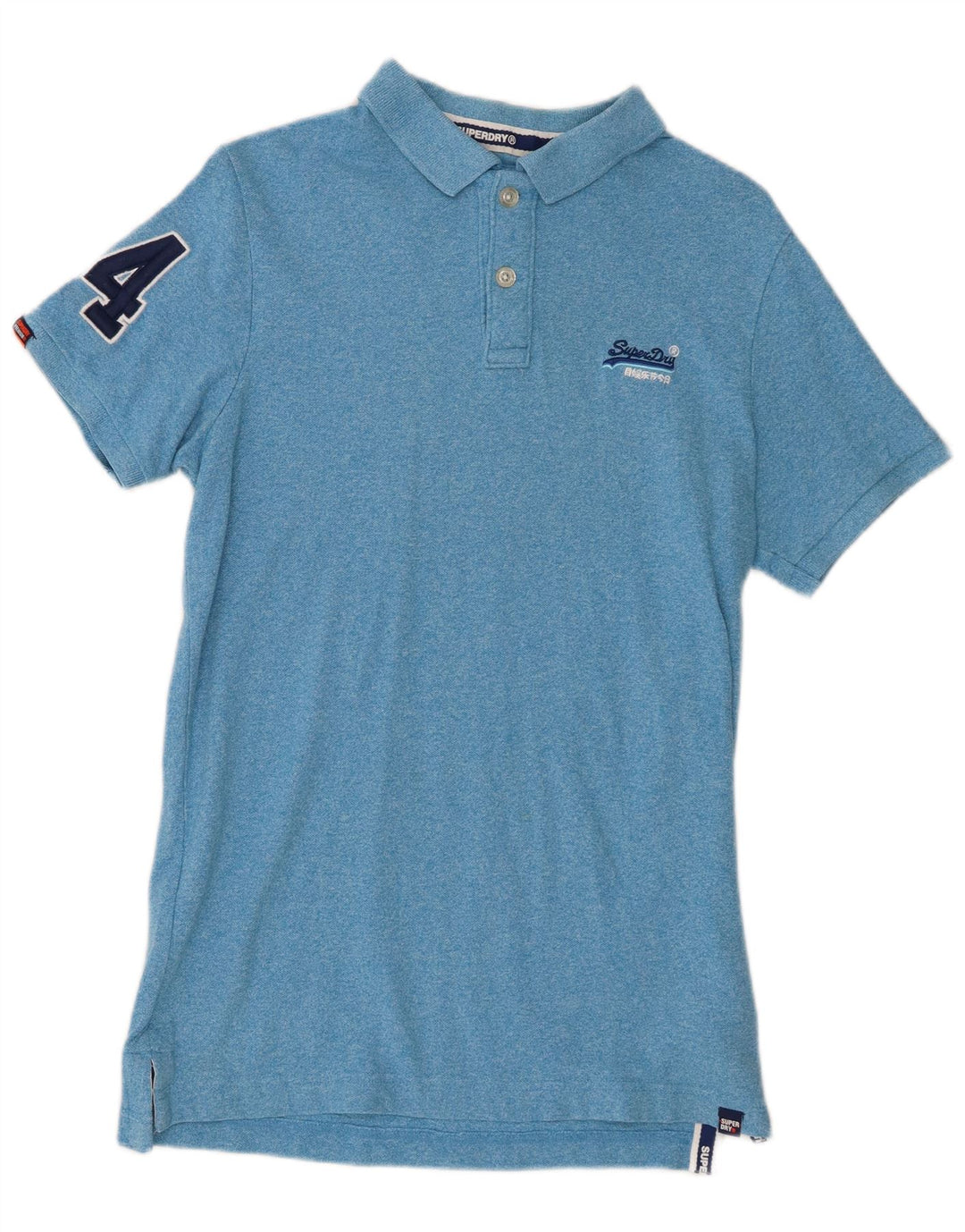 Superdry grafisk poloshirt til mænd, stor blåflettet bomuld