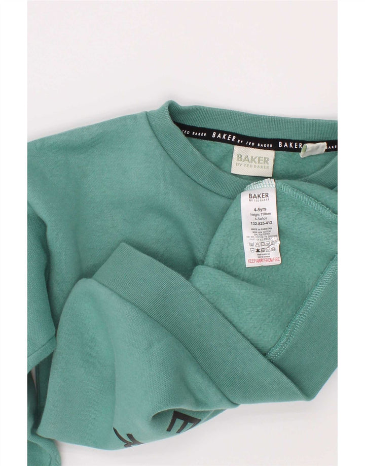 Ted Baker Boys Grafisk Sweatshirt Jumper 4-5 år Grøn Bomuld