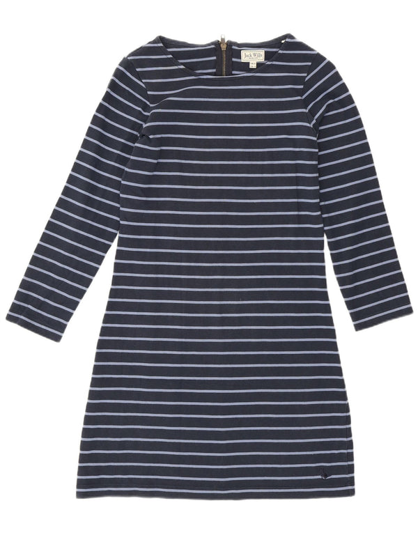 Jack Wills Dame Langærmet T-Shirt Kjole UK 8 Small Navy Blue Striped