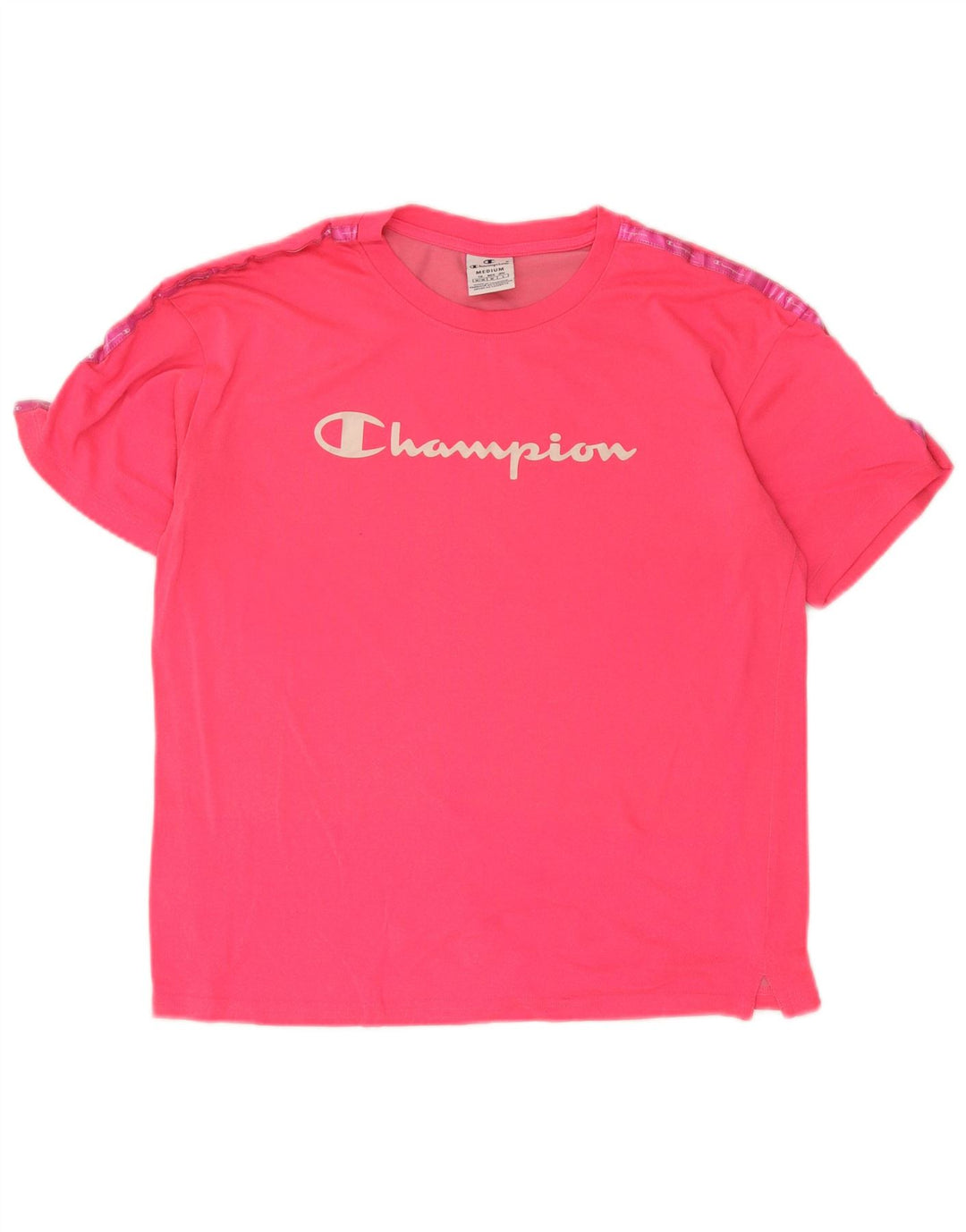 Champion Dame Grafisk T-Shirt Top UK 14 Medium Pink