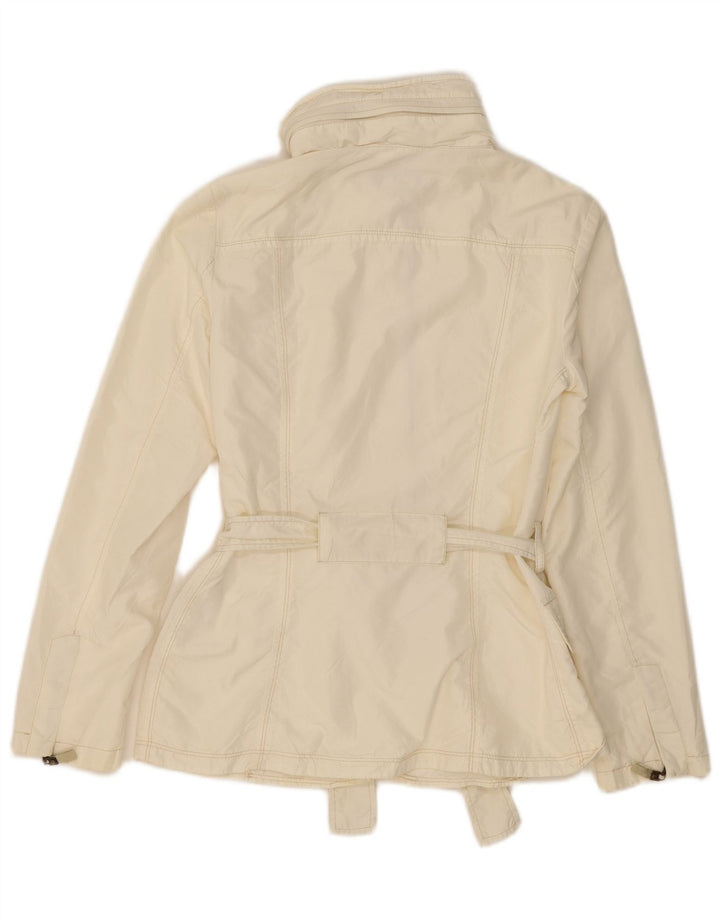 Zara Dame Hooded Utility Jacket UK 10 Small Off White Nylon
