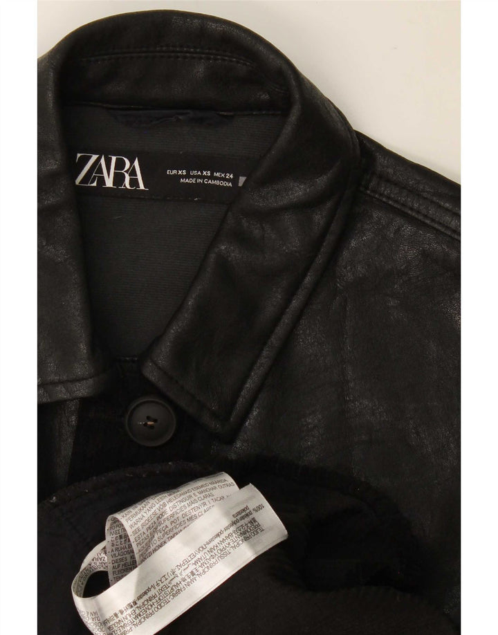 Zara Dame Oversized Shirt UK 6 XS Sort Polyester