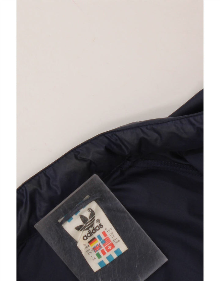 ADIDAS Boys Hooded Windbreaker Jacket 15-16 Years Navy Blue Polyamide