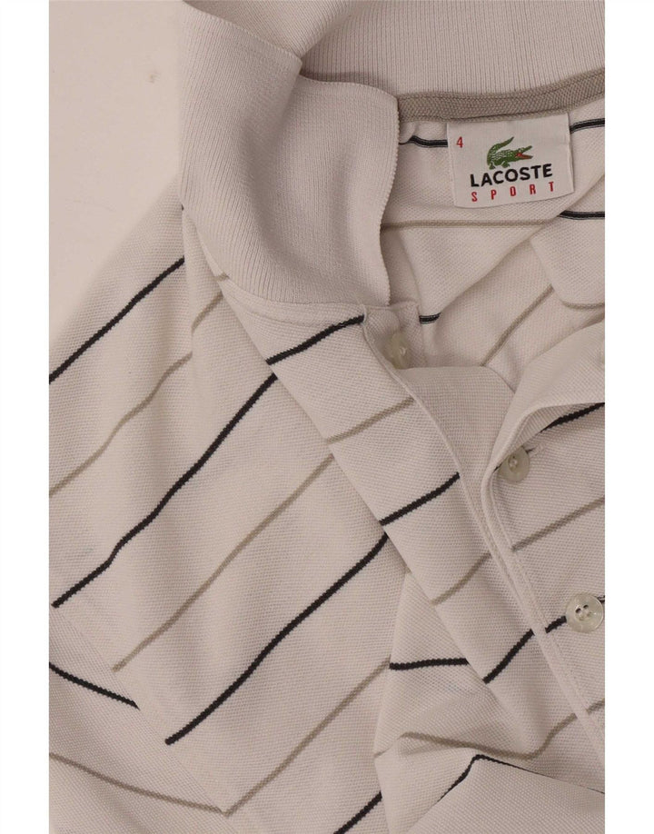 Lacoste Herre Polo Shirt Størrelse 4 Medium Hvid Stribet