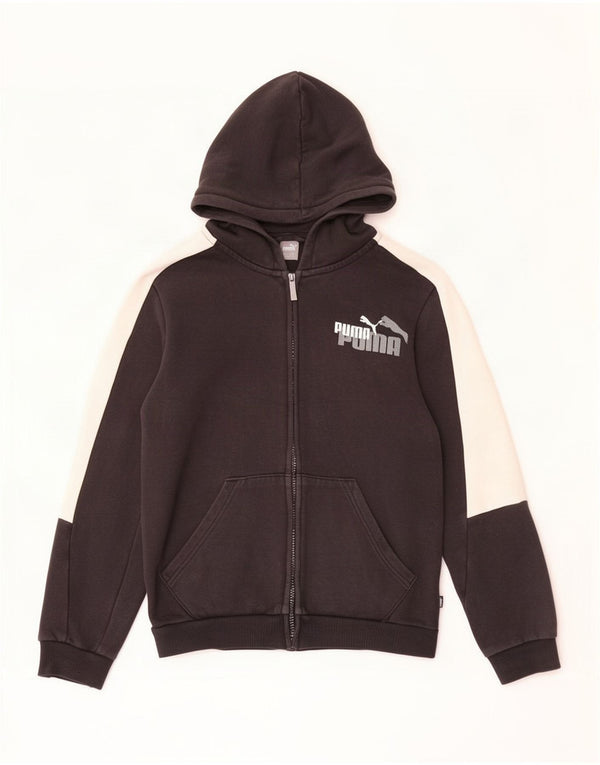 Puma Boys Grafisk hættetrøje med lynlås 13-14 år Sort Colourblock