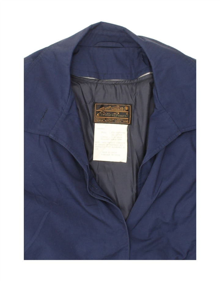 EDDIE BAUER Womens Trench Coat UK 16 Large Navy Blue Polyester Vintage Eddie Bauer and Second-Hand Eddie Bauer from Messina Hembry 
