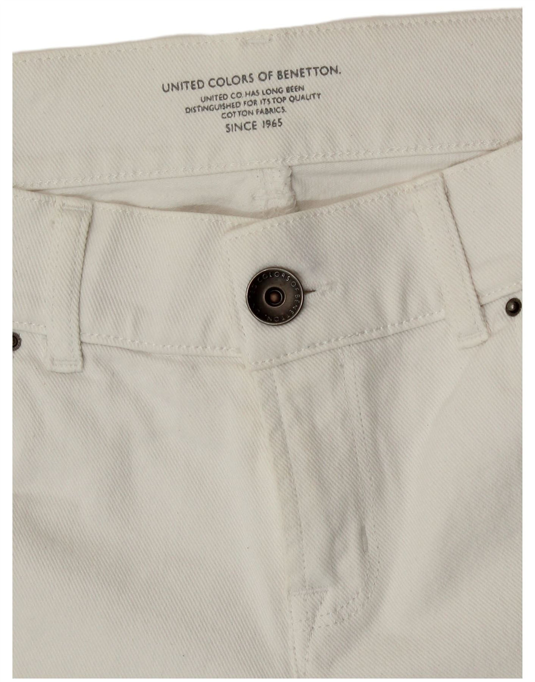 Benetton Dame Denim Hot Pants W32 Large Off White