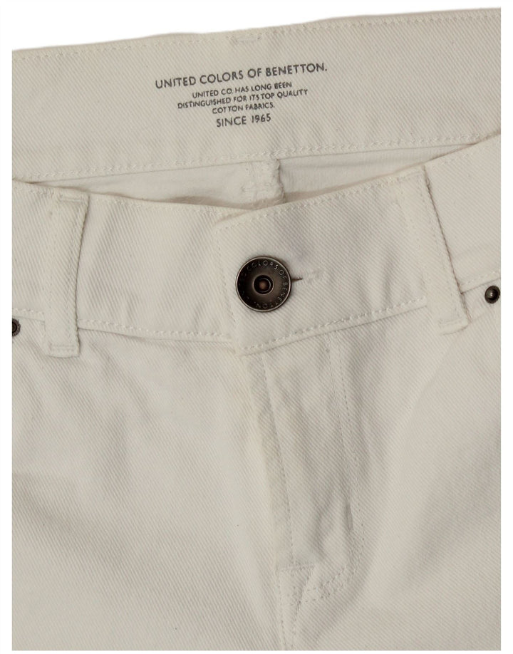Benetton Dame Denim Hot Pants W32 Large Off White