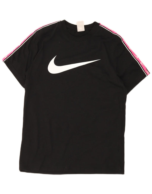 Nike Womens Graphic T-Shirt Top UK 14 Medium Black Colourblock Cotton
