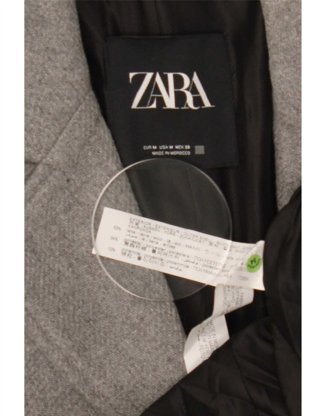 Zara Dame Overfrakke UK 12 Mellemgrå Uld