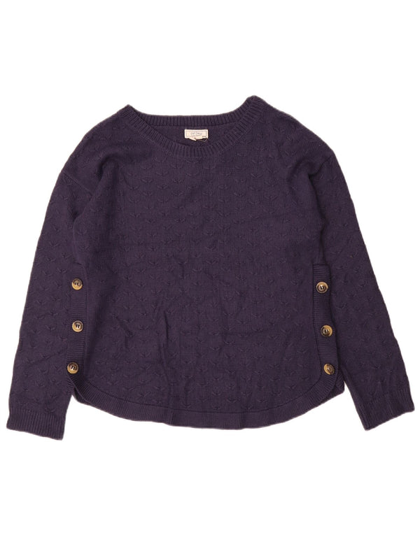 Fat Face Dame Boat Neck Jumper Sweater UK 8 Small Navy Blue Viscose