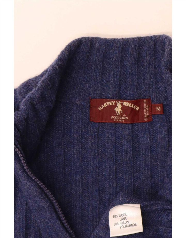 Harvey Miller Herre grafisk cardigan sweater mellemblå uld
