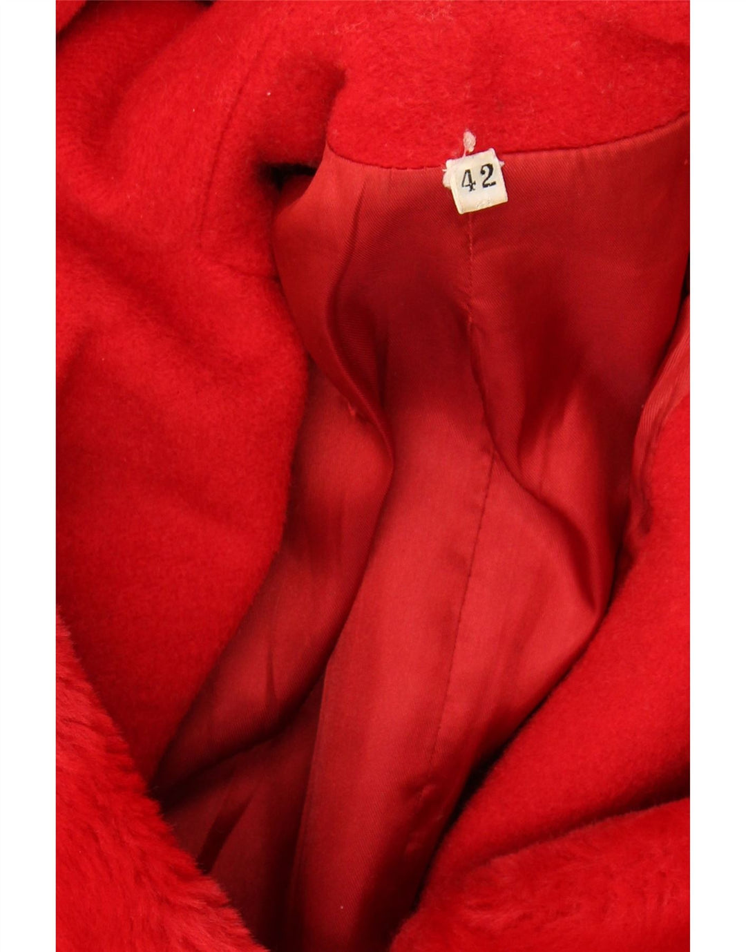 VINTAGE Womens Oversized Hooded 3/4 Sleeve Overcoat EU 42 Large Red Vintage Vintage and Second-Hand Vintage from Messina Hembry 