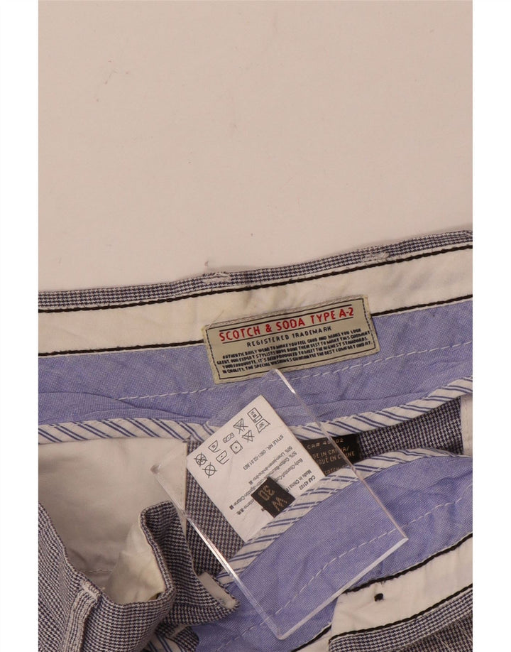 Scotch & Soda Chino Shorts til mænd W30 Medium Blue Houndstooth Bomuld