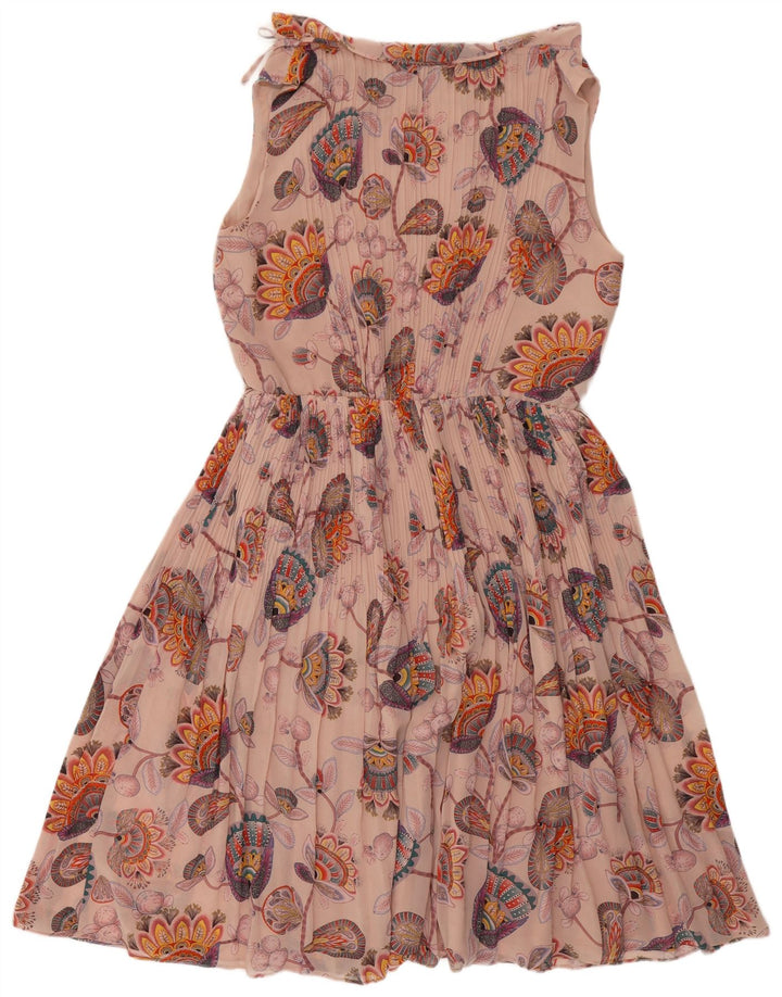 Oasis Dame Ærmeløs A-Line Kjole UK 12 Medium Pink Floral Polyester