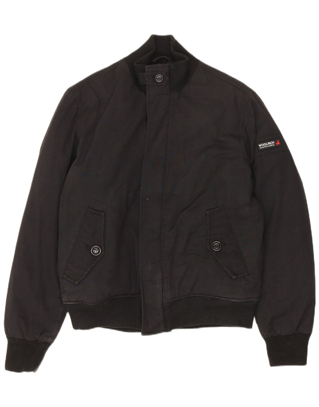 Woolrich Herre Bomber Windbreaker Jacket UK 36 Small Black Polyester