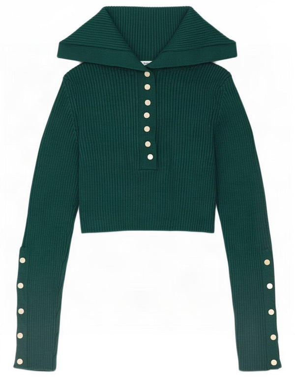 Zara Womens Crop Top Langærmet UK 8 Small Green Viscose