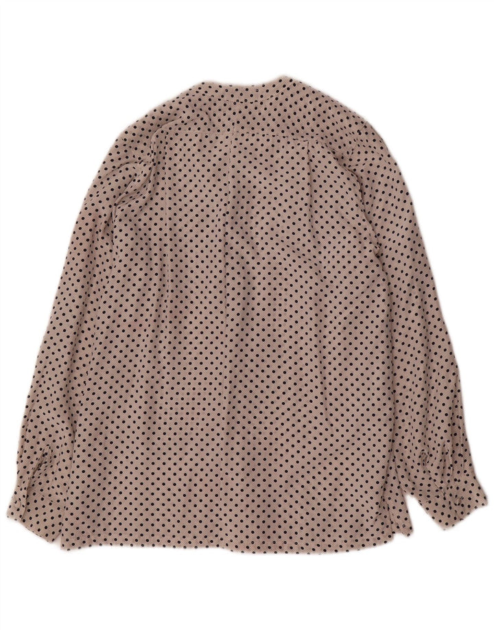 Karel Dame Shirt Bluse UK 14 Large Off White Polka Dot Silk