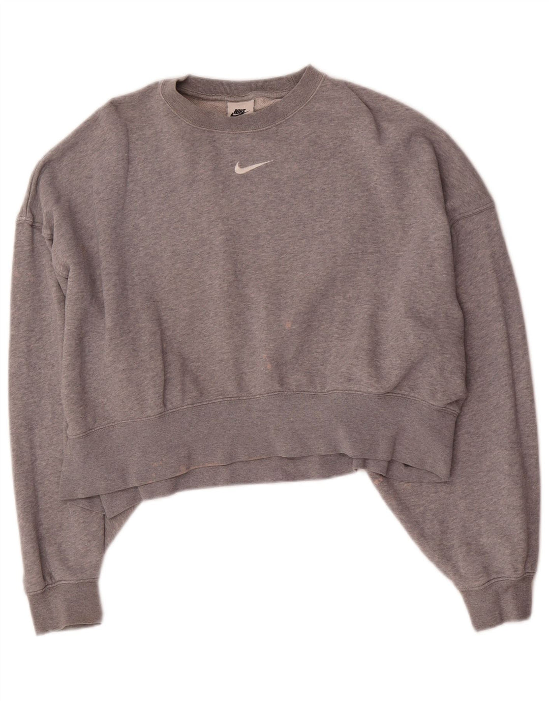Nike Womens Crop Oversized Sweatshirt Jumper UK 6 XS Grå Bomuld