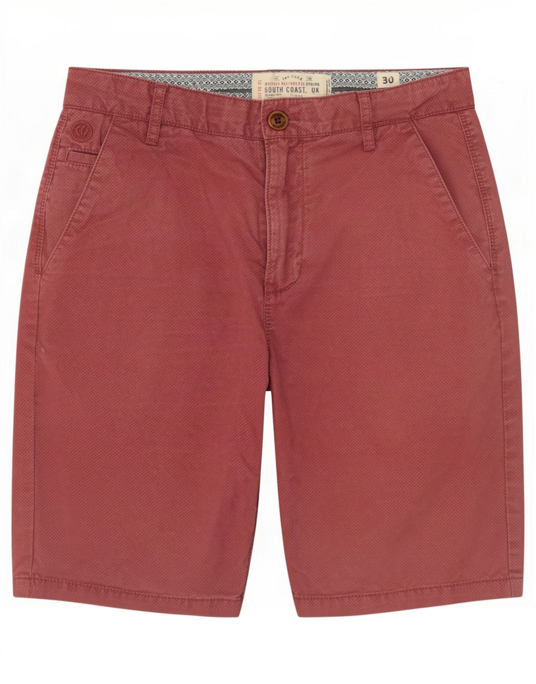 Fat Face Herre Chino Shorts W30 Medium Pink Plettet Bomuld