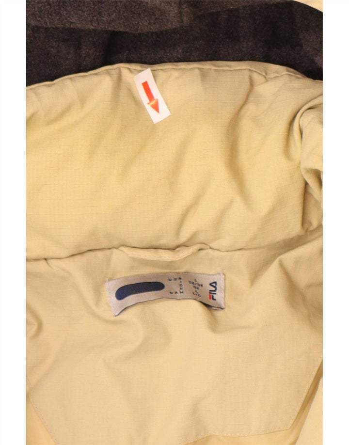 Fila Herre Hætte Polstret Frakke UK 40 Stor Beige Polyamid