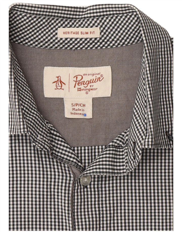 PENGUIN Mens Heritage Slim Fit Shirt Small Black Gingham