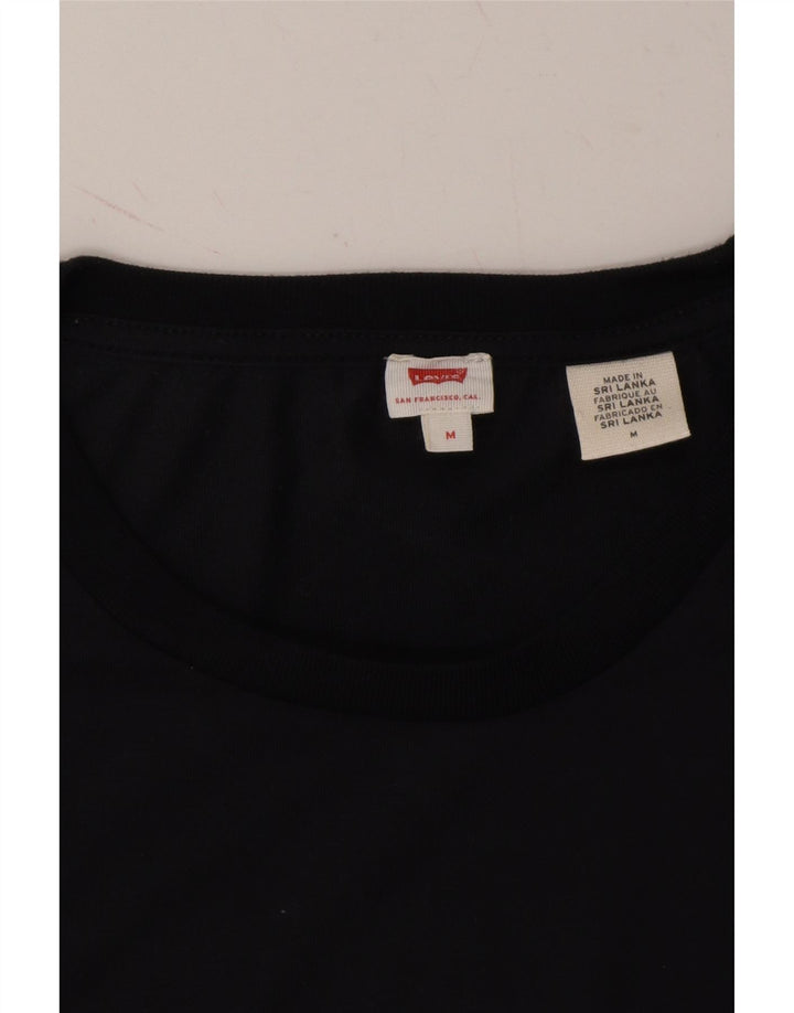 LEVI'S Womens T-Shirt Top UK 12 Medium Black Modal Vintage Levi's and Second-Hand Levi's from Messina Hembry 