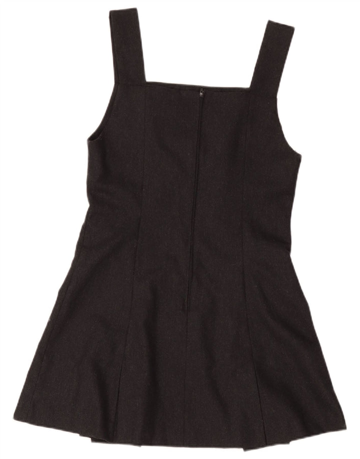 Vintage Dame Mini Ærmeløs A-Line Kjole IT 44 Medium Grå Uld