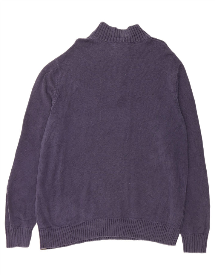 EDDIE BAUER Mens Zip Neck Jumper Sweater XL Navy Blue Cotton