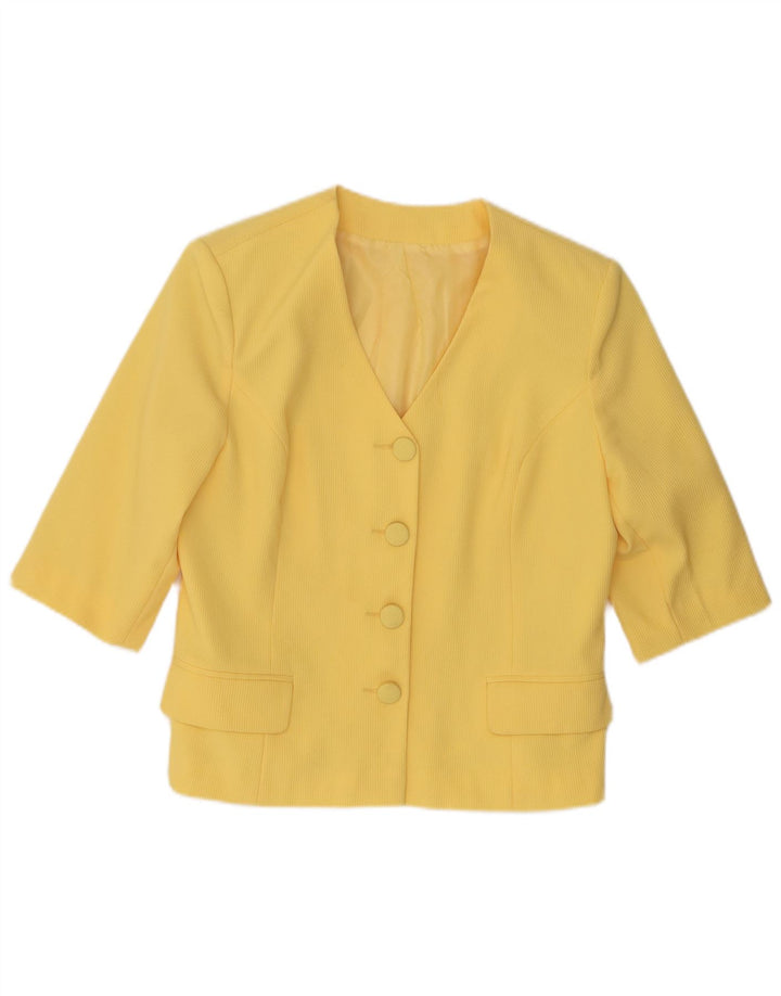 Vintage dame 4-knaps kortærmet blazerjakke UK 12 Medium Yellow