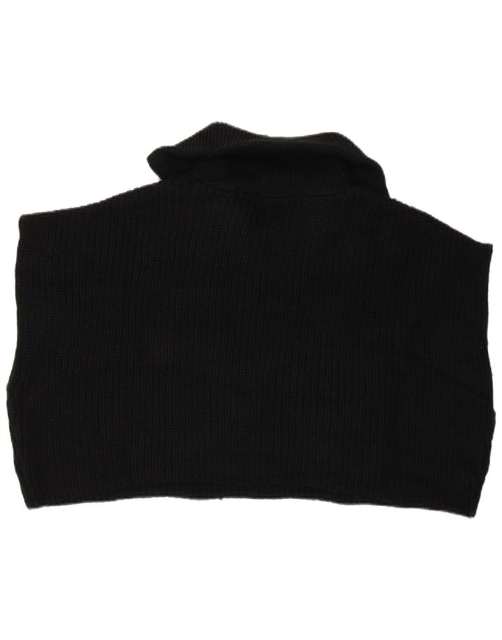 ZARA Womens Oversized Crop Zip Neck Jumper Sweater UK 14 Medium Black