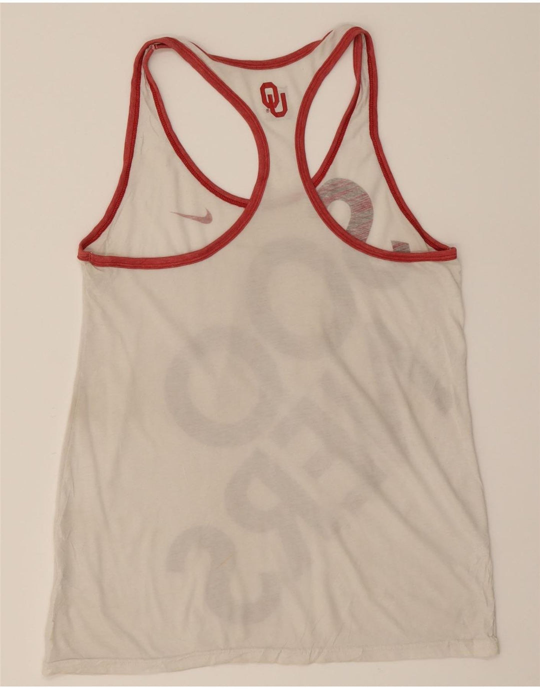 NIKE Womens Dri Fit Graphic Vest Top UK 12 Medium White Vintage Nike and Second-Hand Nike from Messina Hembry 