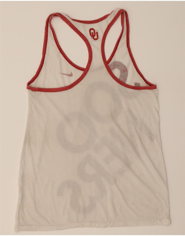 NIKE Womens Dri Fit Graphic Vest Top UK 12 Medium White Vintage Nike and Second-Hand Nike from Messina Hembry 
