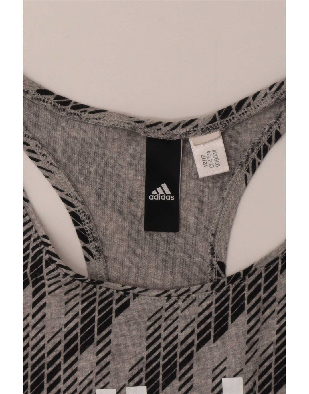 Adidas Dame Grafisk Vest Top UK 12 Medium Grå Geometrisk