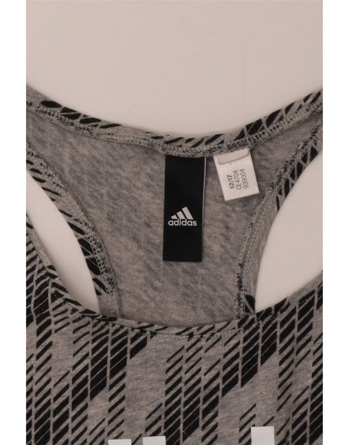Adidas Dame Grafisk Vest Top UK 12 Medium Grå Geometrisk