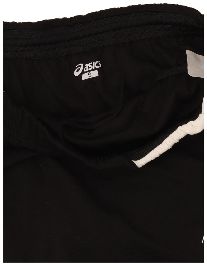 Asics Womens Graphic Sports Shorts UK 10 Small Black Colourblock Polyester