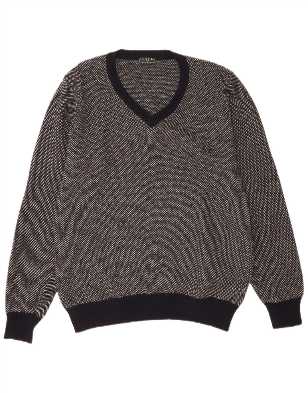 Fred Perry Herre V-hals sweater Stor marineblå plettet uld