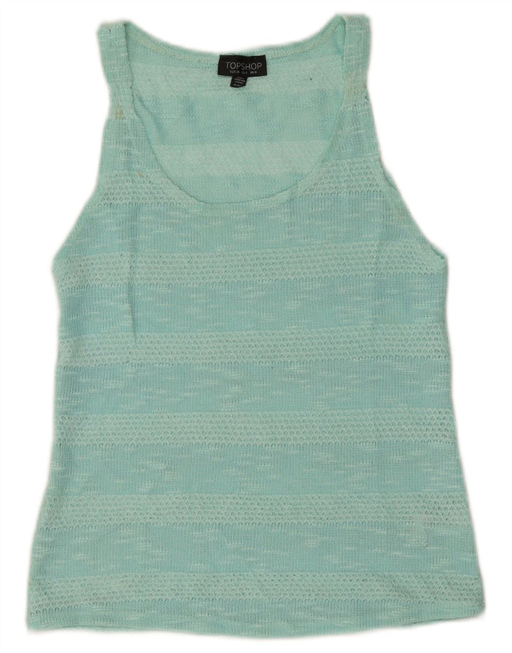 Topshop Damevest Top UK 8 Lille turkis stribet polyester