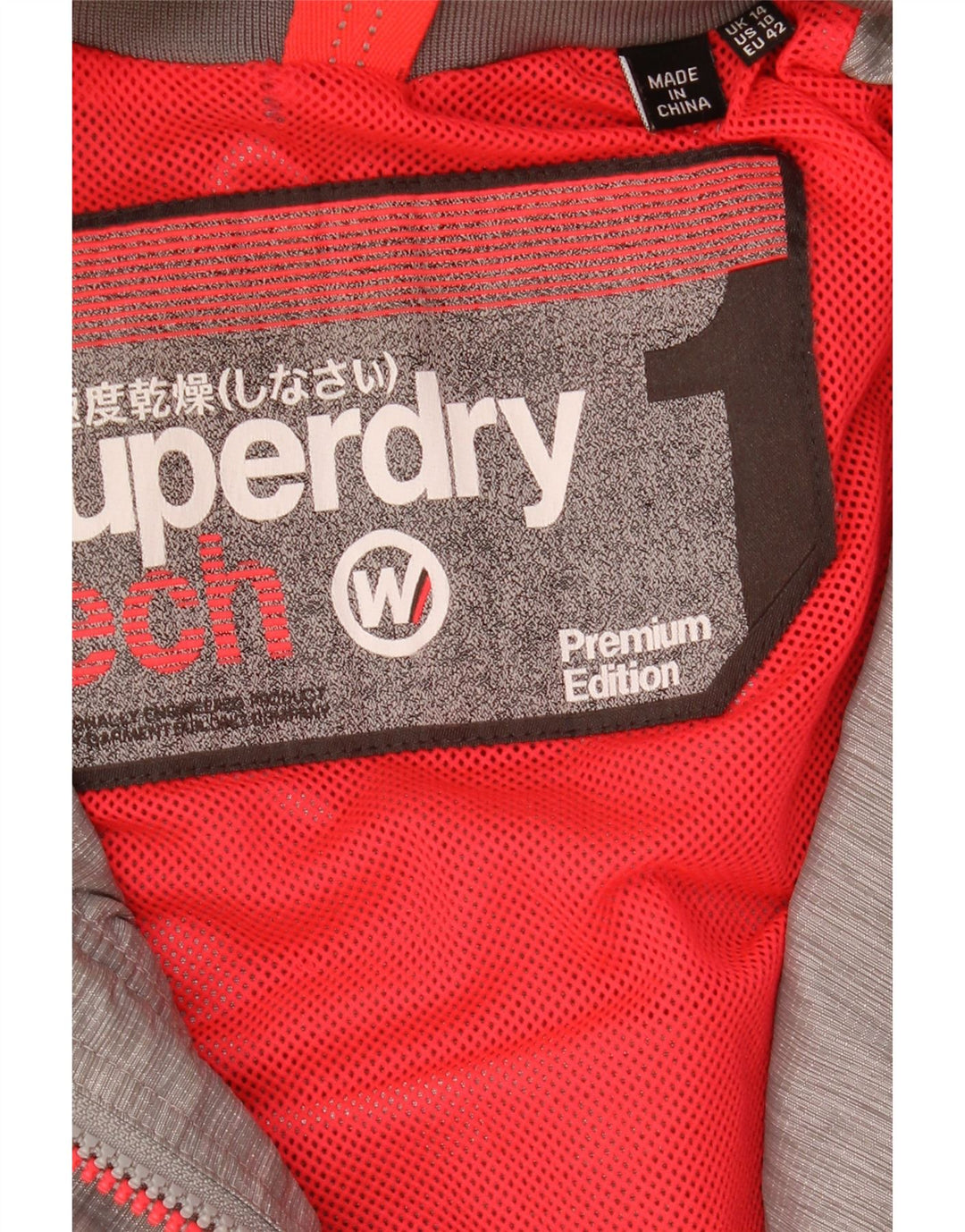 Superdry Regnjakke med hætte til kvinder UK 14 Large Grå Flecked