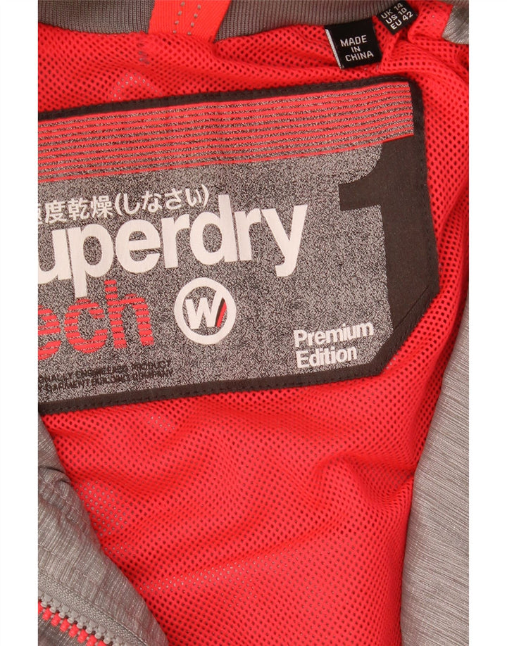 Superdry Regnjakke med hætte til kvinder UK 14 Large Grå Flecked
