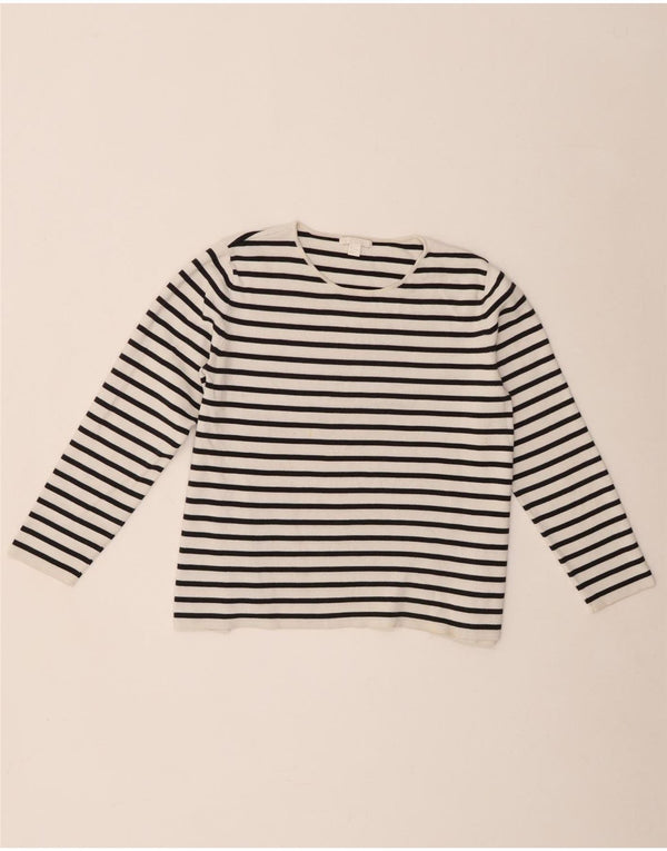 Cos Dame Crop Top Langærmet UK 10 Lille hvid stribet bomuld