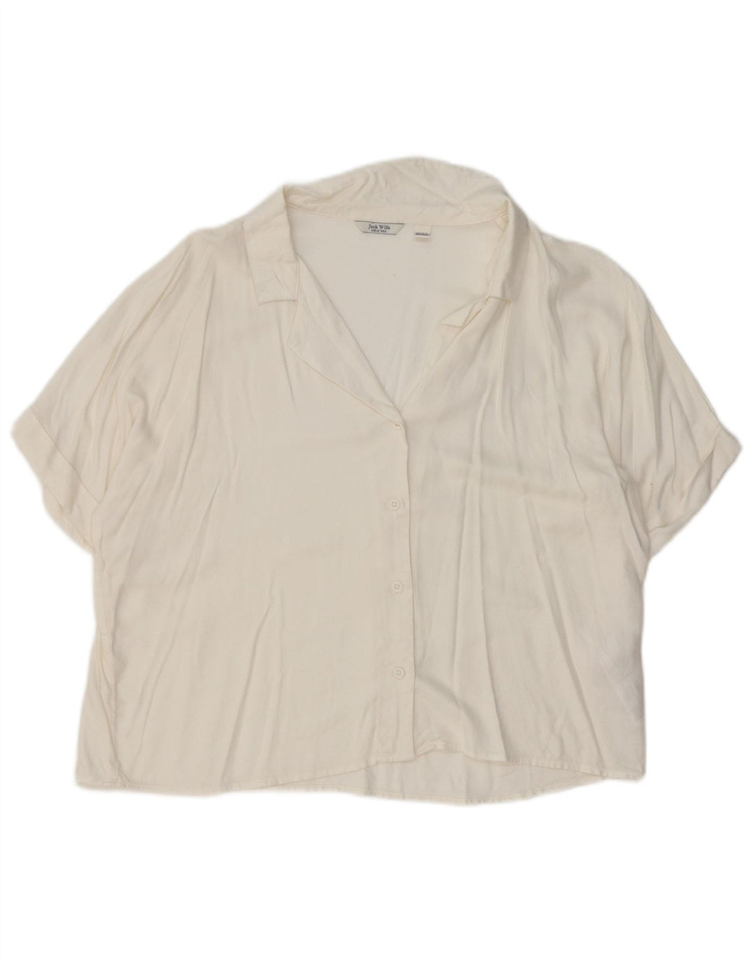 JACK WILLS Kortærmet skjortebluse til kvinder UK 12 Medium White Viscose