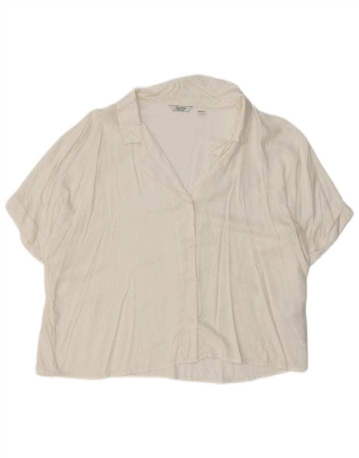 JACK WILLS Kortærmet skjortebluse til kvinder UK 12 Medium White Viscose