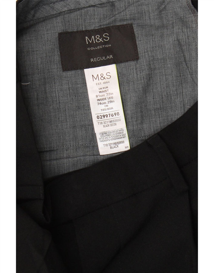 Marks & Spencer Herre Pegged Suit Bukser W32 L29 Sort Polyester