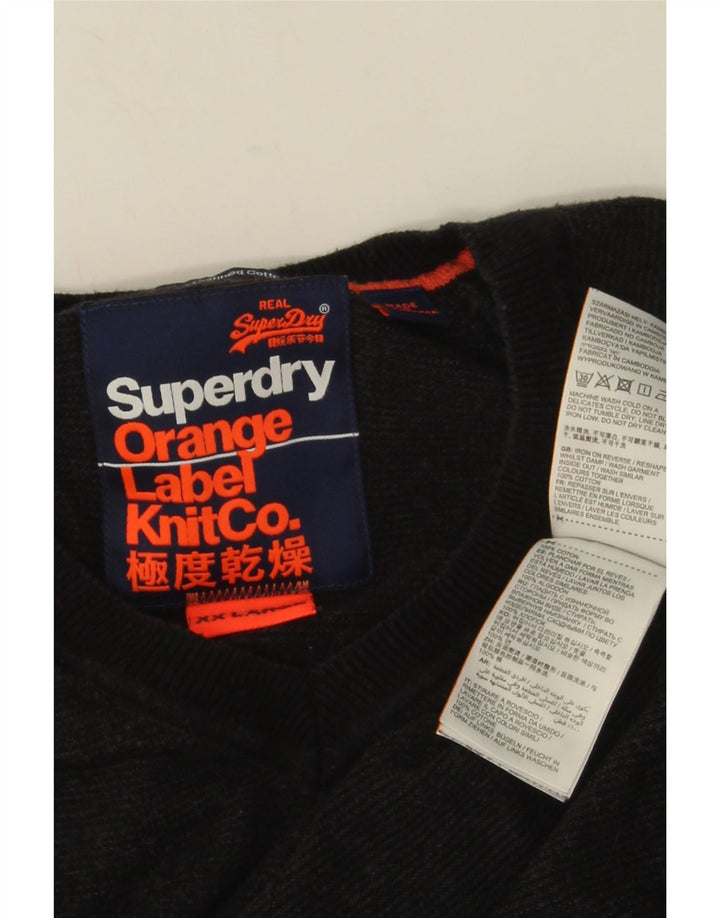 Superdry Herre V-hals sweater 2XL Grå Bomuld