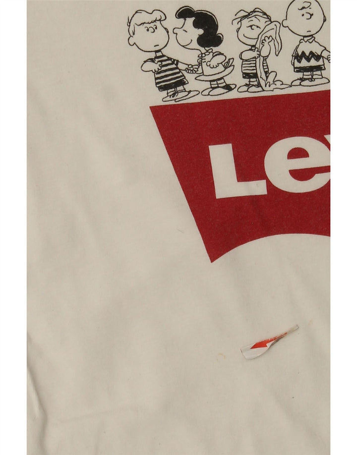 Levi's Dame Peanuts Grafisk T-Shirt Top UK 6 XS Hvid