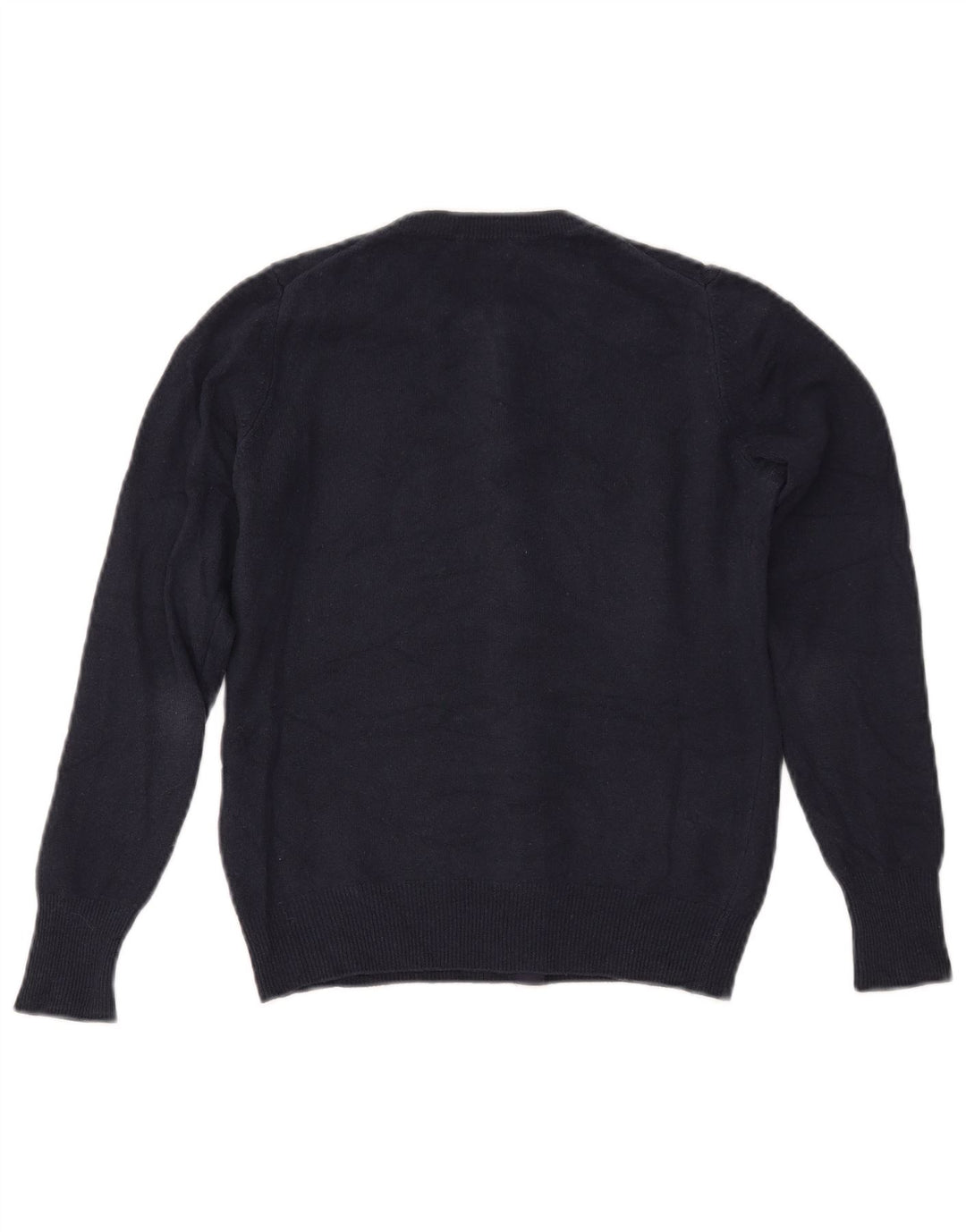 BENETTON Dame Crop Cardigan Sweater UK 6 XS Marineblå Merinould