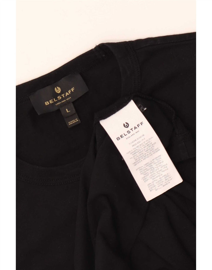 Belstaff Herre grafisk T-shirt Top Stor sort bomuld